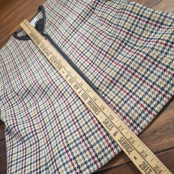 Pendleton Size 6 Petite Virgin Wool Lined Jacket Houndstooth Faux Leather Trim - Picture 7 of 10